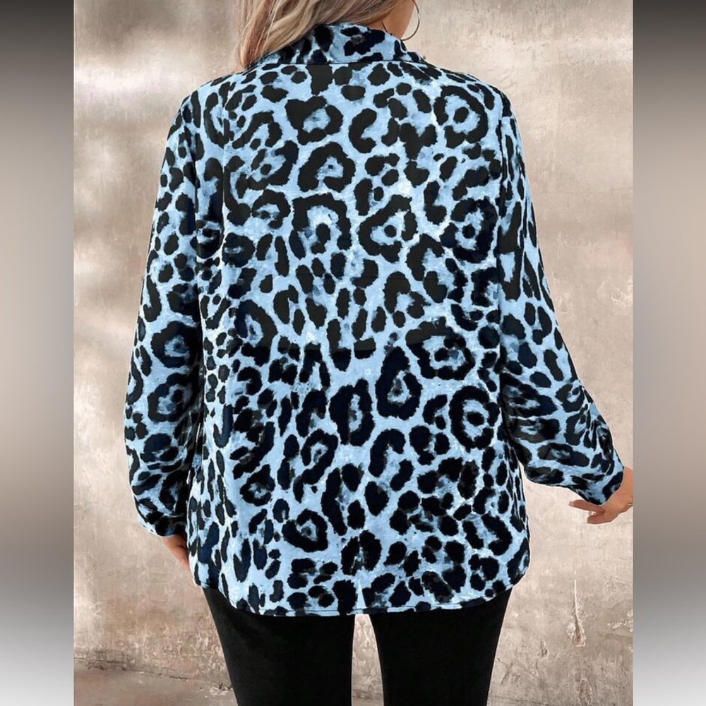 Leopard Print Button-Up Blouse - Picture 2 of 7